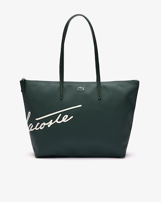 Bolsa tote grande L.12.12 em lona com estampa de logo