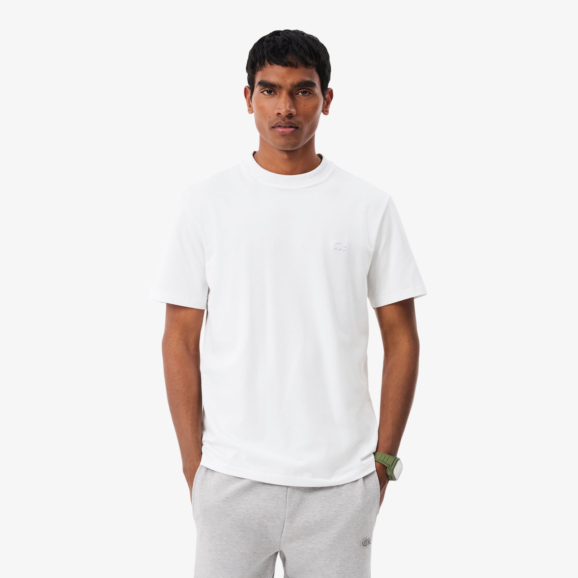 Camiseta piqué com marca de jacquard - Camisetas Masculinas