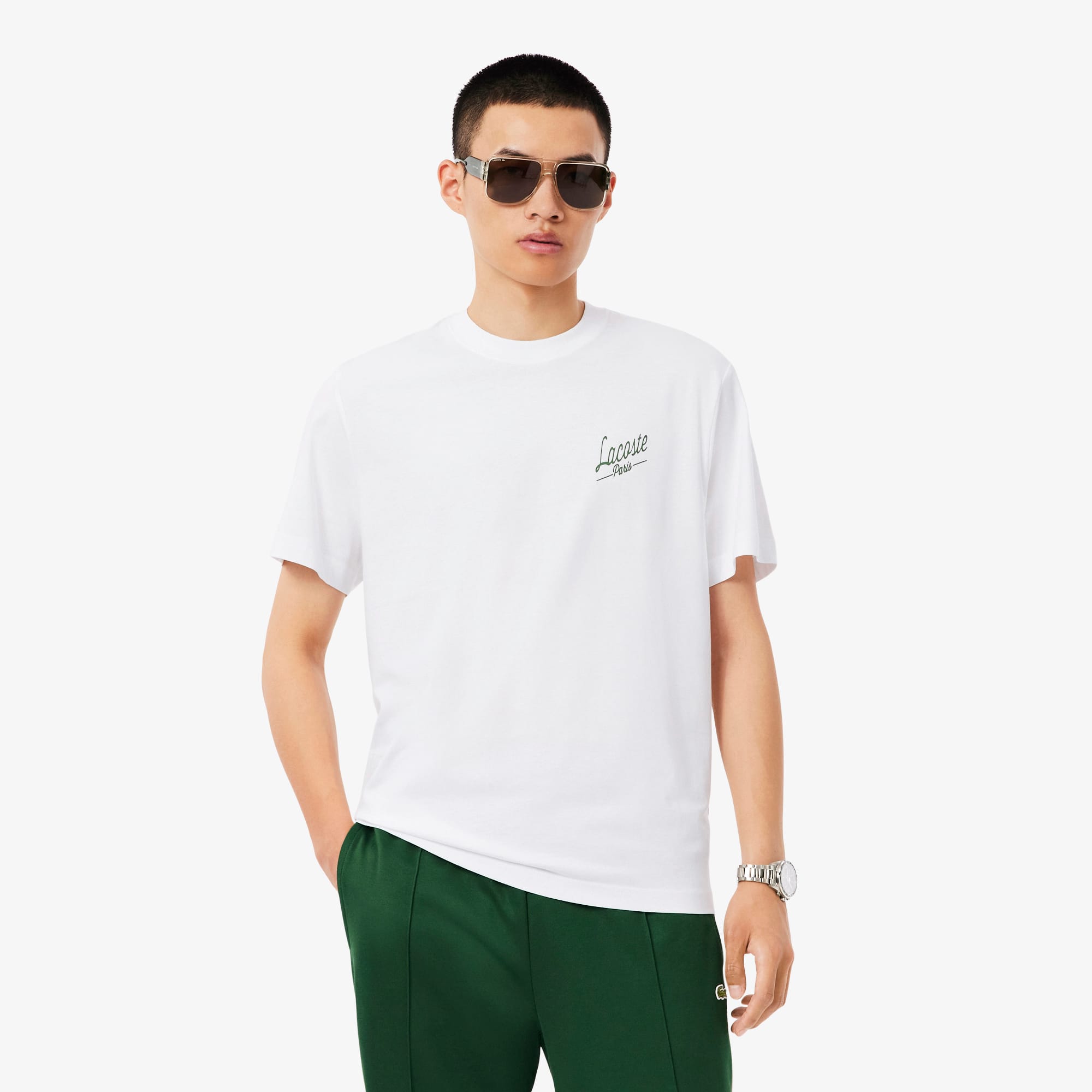 Camiseta com Estampa Múltipla Lacoste em Malha de Algodão