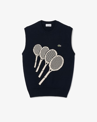 Colete de malha jacquard de algod&atilde;o