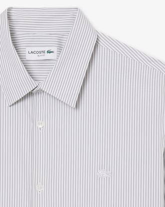 Camisa de corte ajustado de popel&iacute;n el&aacute;stico de rayas
