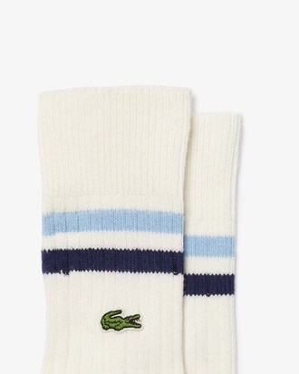 Meias masculinas em algod&atilde;o com stretch e listras no tornozelo