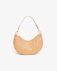 Cartera Medialuna De Cuero Con Relieve Maheki