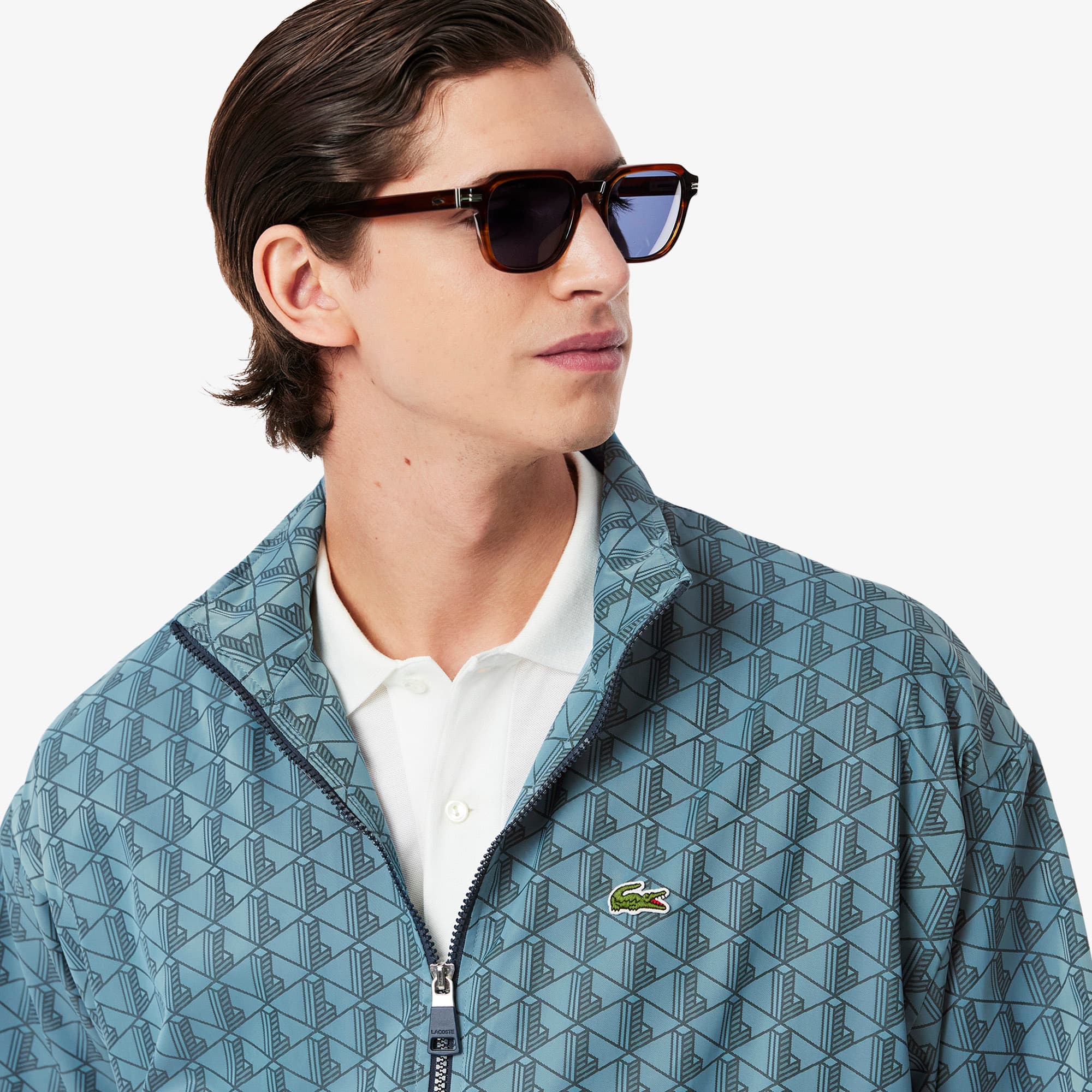 Jaqueta Impermeavel Track Lacoste com Estampa de Monograma