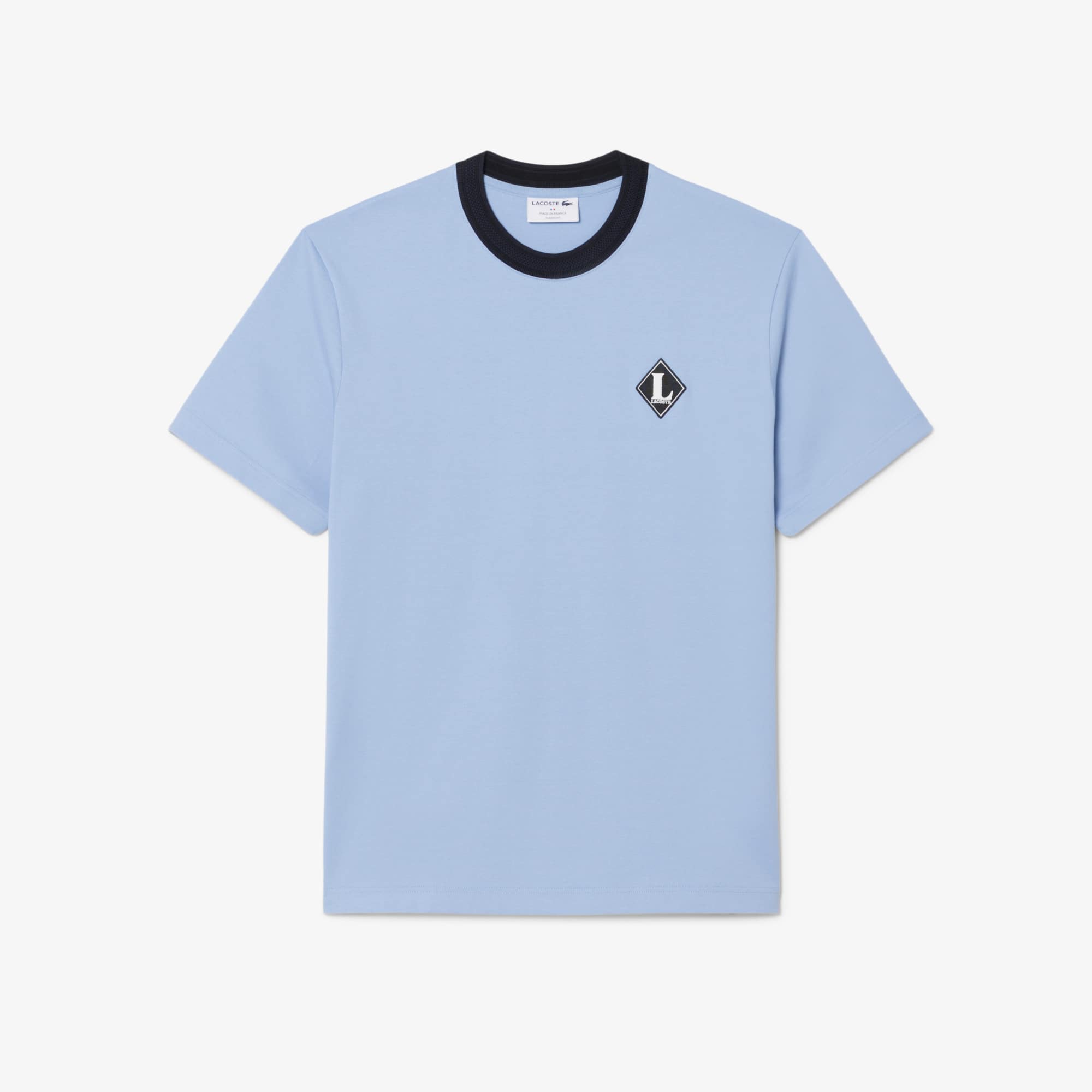 【PL】Tシャツ Camiseta Francesa com Detalhe de Distintivo - Camisetas Masculinas