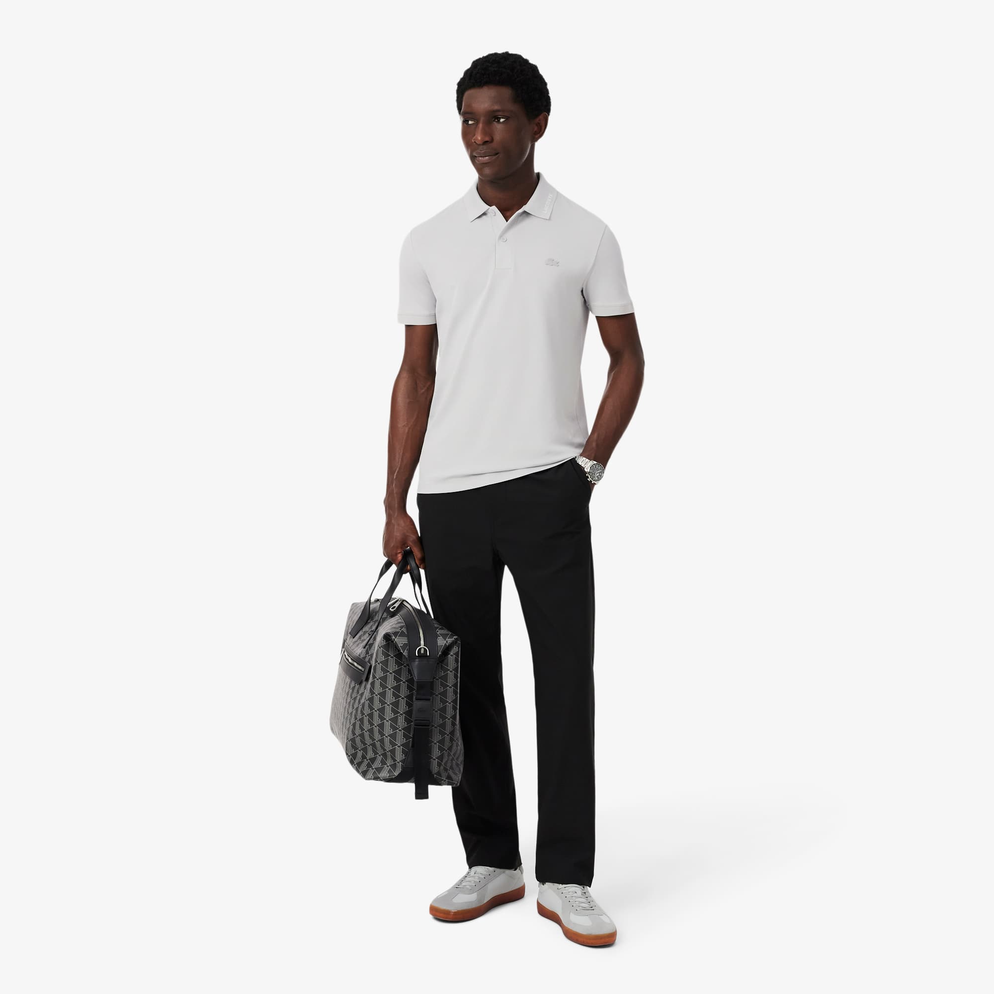 Camisa Polo Piqué Modelagem ajustada com Marca em Jacquard