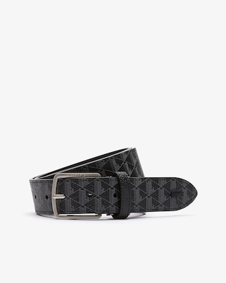 Cinto masculino em tecido com monograma e fivela com pino