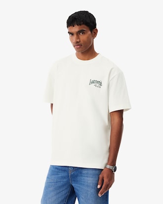 Camiseta de Jersey Pesado de Algod&atilde;o com Detalhe Bordado