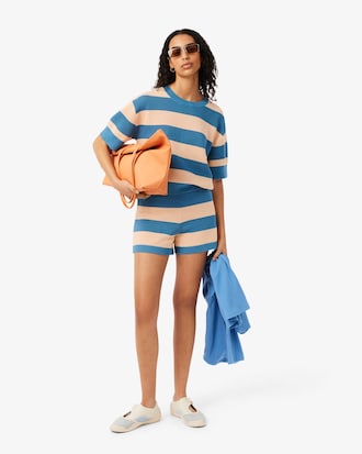 Camiseta de Malha em Mesh Listrada