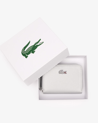 Billetera L.12.12 De Lona Plateada Con Cierre