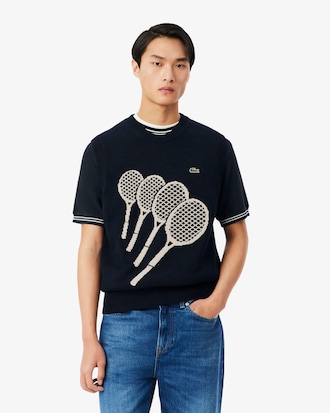 Colete de malha jacquard de algod&atilde;o