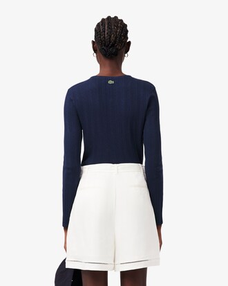 Cardig&atilde; Pointelle - Modelagem ajustada