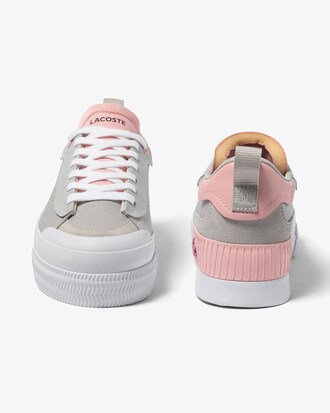 T&ecirc;nis feminino Lacoste L004 Plataforma em tecido com colorblock