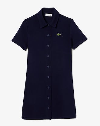 Vestido polo feminino Lacoste em algod&atilde;o org&acirc;nico com bot&otilde;es