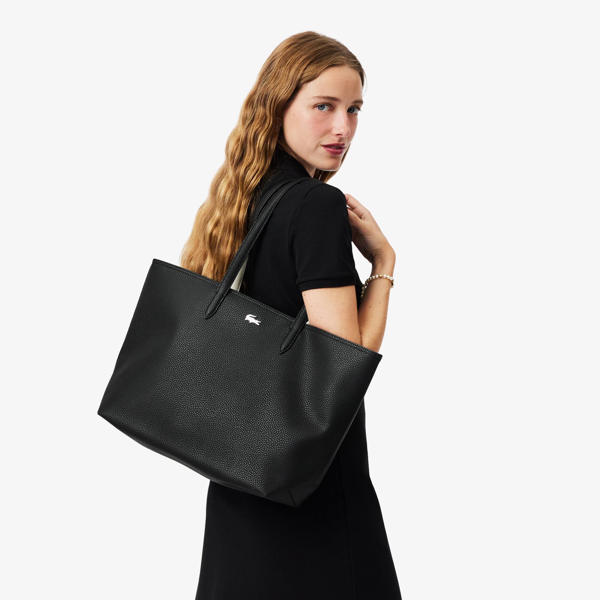Bolsa Feminina Tote Anna com Zíper e Granulado Lacoste
