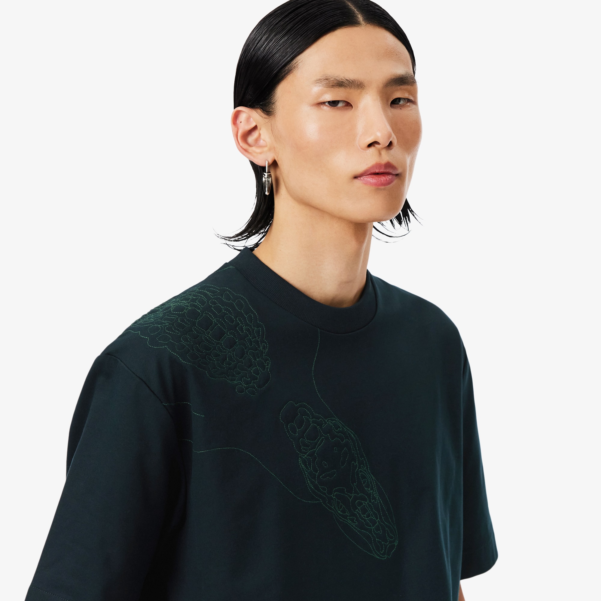 Camiseta com Crocodilo Bordado Runway - Camisetas Masculinas