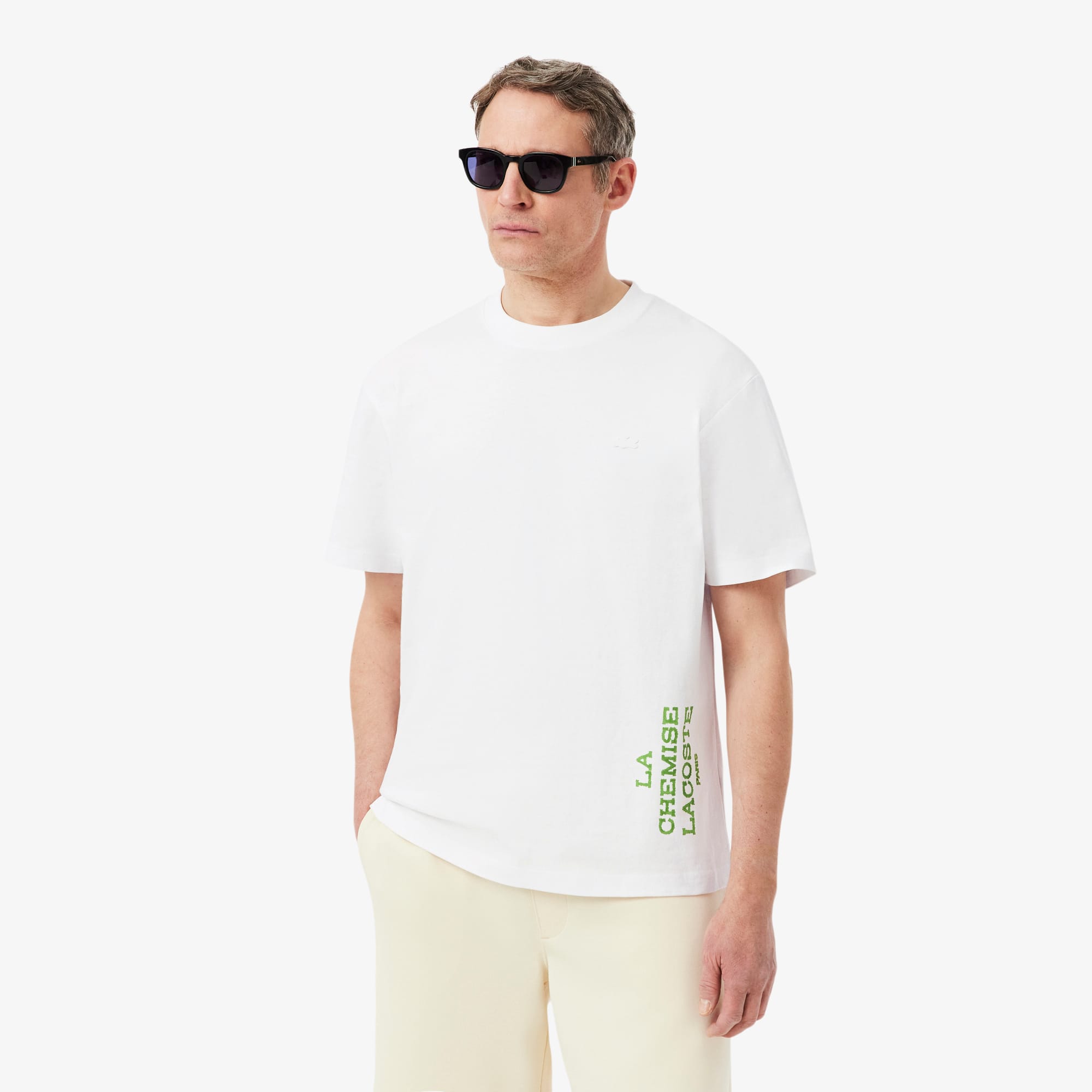 Camiseta Oversized Lacoste Masculina em Algodão Estampada