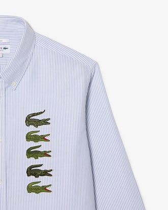 Camisa De Rayas Con Insignia De Cocodrilo
