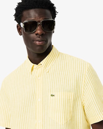 Camisa de Lino Manga Corta Fit Regular