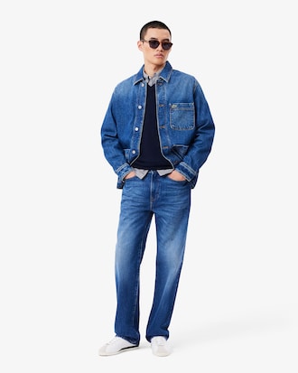 Cal&ccedil;a Jeans Indigo de Corte Reto com 5 Bolsos