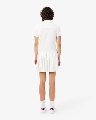 Vestido Polo Plissado em Piqu&eacute; Stretch