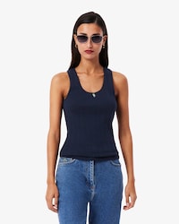 Regata de Algod&atilde;o de Malha Pointelle Slim Fit