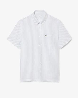 Camisa Regular Fit de Manga Curta em Linho