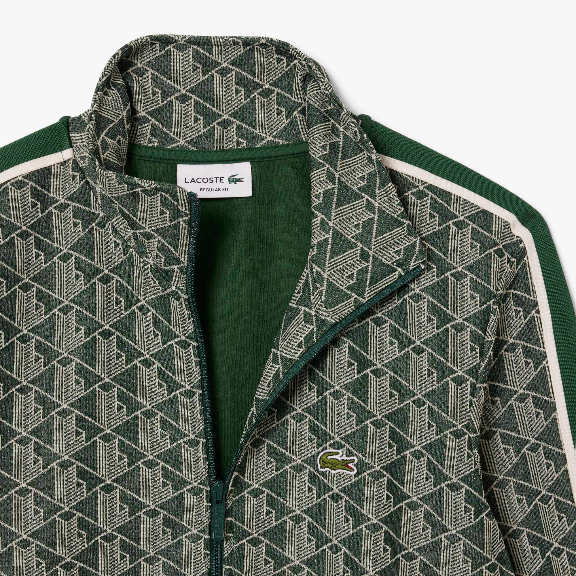 LACOSTE 幾何学模様 ジップアップジャケット M Lacoste Monogram Zip-Up Sweatshirt, Brand Size 4 (Medium) SH1368