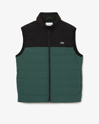 Colete masculino acolchoado resistente &agrave; &aacute;gua, com z&iacute;per e capuz embutido