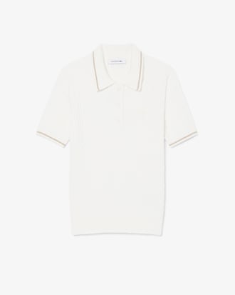 Su&eacute;ter tricotado em tran&ccedil;as com gola polo listrada