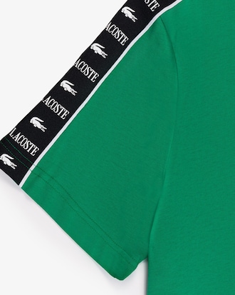 Camiseta de Algod&atilde;o com Listras e Logo