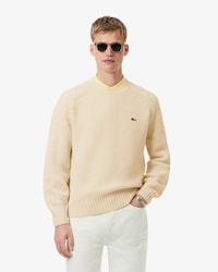 Sweater De Lana Grueso Con Cuello Redondo