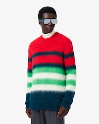 Sweater de piqu&eacute; de mezcla de alpaca cepillada con rayas Runway