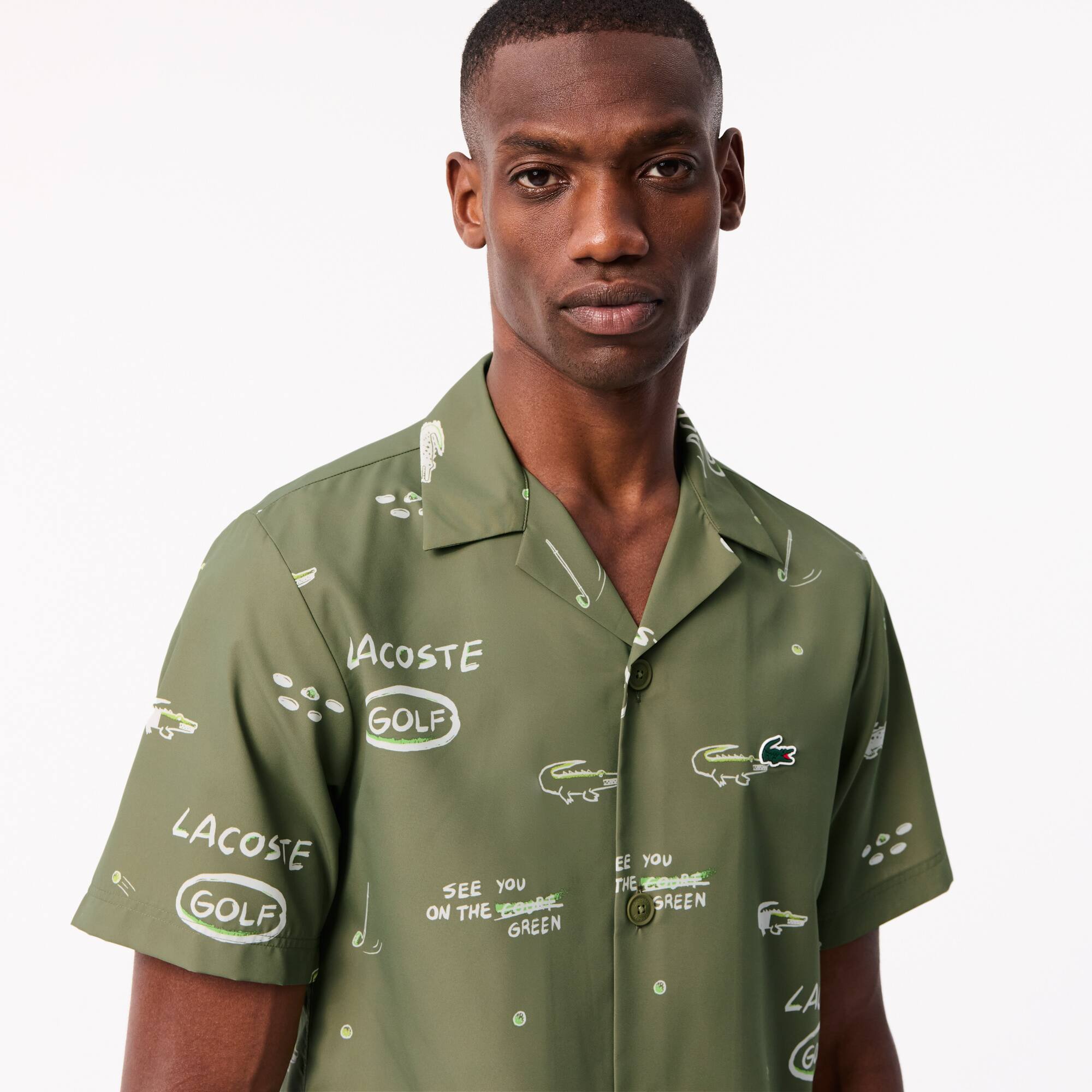 Camisa Estampada Manga Curta Masculina Ultra-Dry Anti-UV