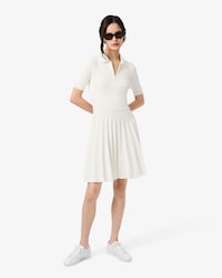 Vestido com Colarinho Polo Plissado