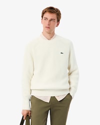 Sweater De Lana Grueso Con Cuello Redondo
