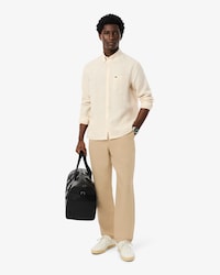 Cal&ccedil;a de Sarja de Linho de Caimento Regular