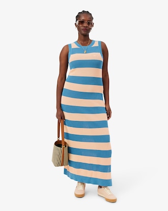 Vestido de Algod&atilde;o Listrado