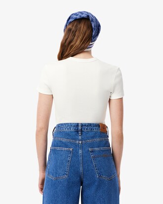 Camiseta de Algodão Canelada com Caimento Ajustado