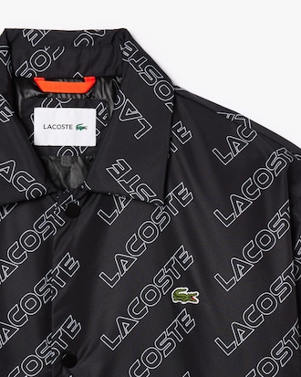 Jaqueta de gola alta com estampa gr&aacute;fica e z&iacute;per