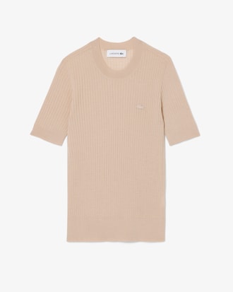 Short Sleeved Merino Wool Rib Knit Sweater