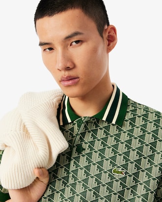 Polo Con Monograma En Jacquard Fit Cl&aacute;sico