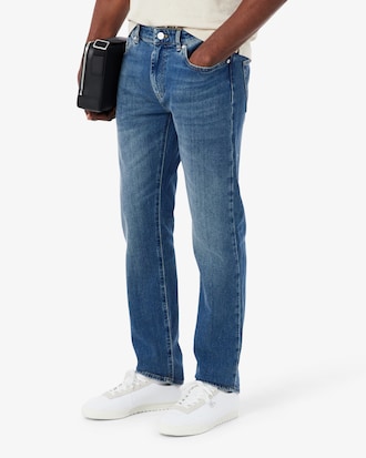 Cal&ccedil;a Jeans Slim Fit Indigo com 5 Bolsos