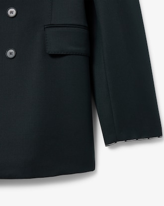 Blazer Leve de Lã com Botões Duplos Da Coleção Runway