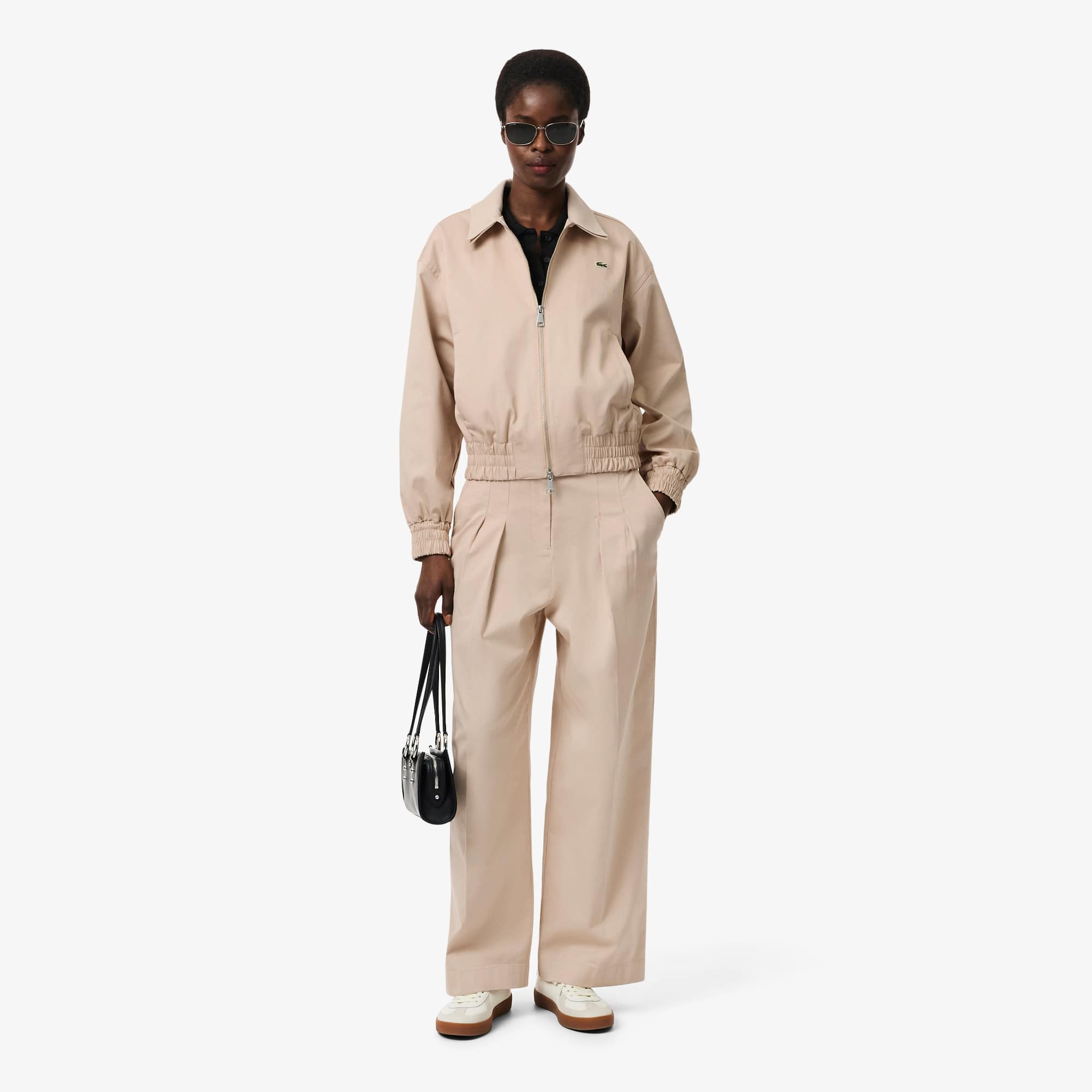 Jaqueta Lacoste de Gabardine Stretch com Colarinho Duplo