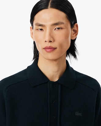 Suéter com Gola Polo em Lã Feltrada Runway