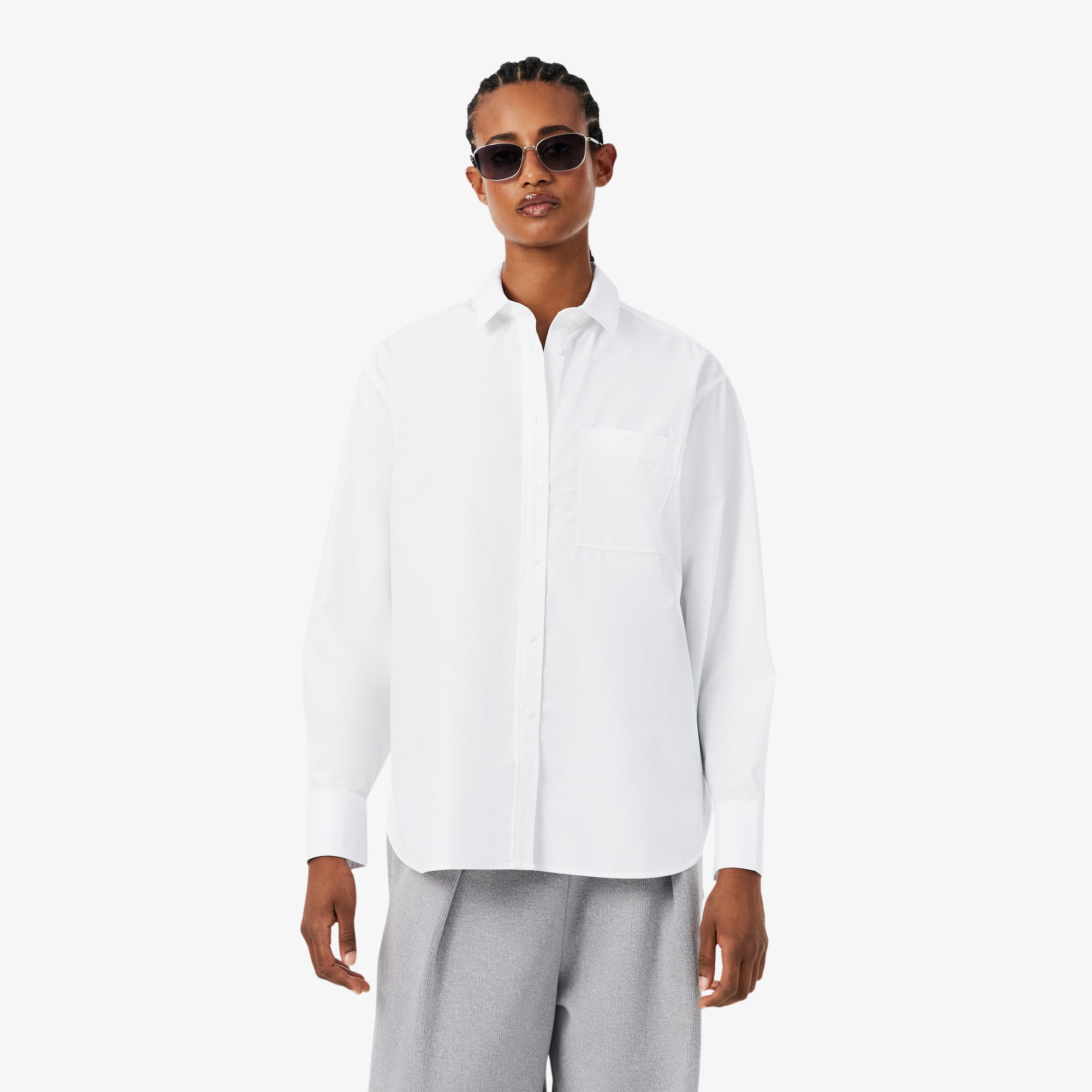 Camisa longa Oversized em Popeline de Algodão