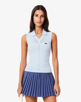 Camisa Polo para Tênis Sem Manga em Malha Elástica