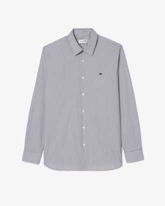 Camisa de Poplin Rayada Elastizada Slim Fit