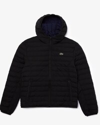 Jaqueta masculina acolchoada dobr&aacute;vel e resistente &agrave; &aacute;gua com capuz